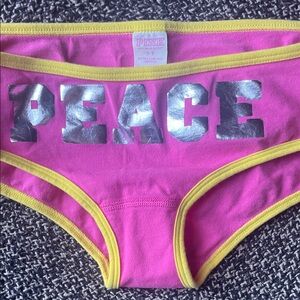 Vintage Rare LOVE PEACE Victoria's Secret PINK Extra Low Rise Hipster S/Small